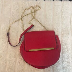 Elegant Red Leather Crossbody Bag